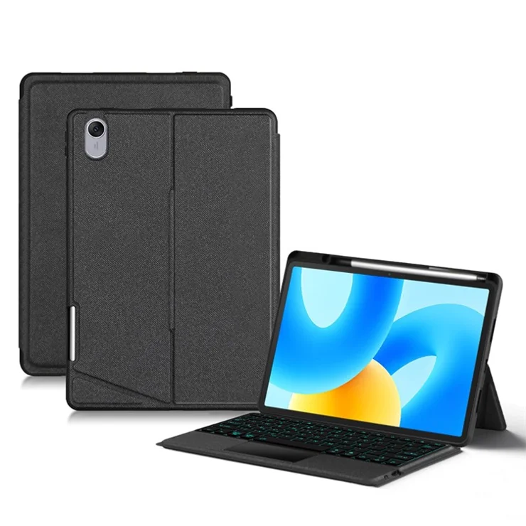 For Huawei MatePad 11.5 Leather Case + Bluetooth-compatible Keyboard with Backlight Trackpad - Black