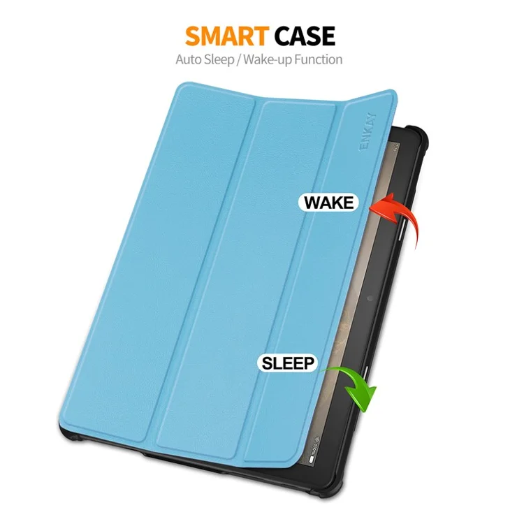 ENKAY HAT PRINCE Trifold Stand Cover for Amazon Fire HD 10 (2023) , PU Leather+PC Auto Wake / Sleep Tablet Case - Baby Blue