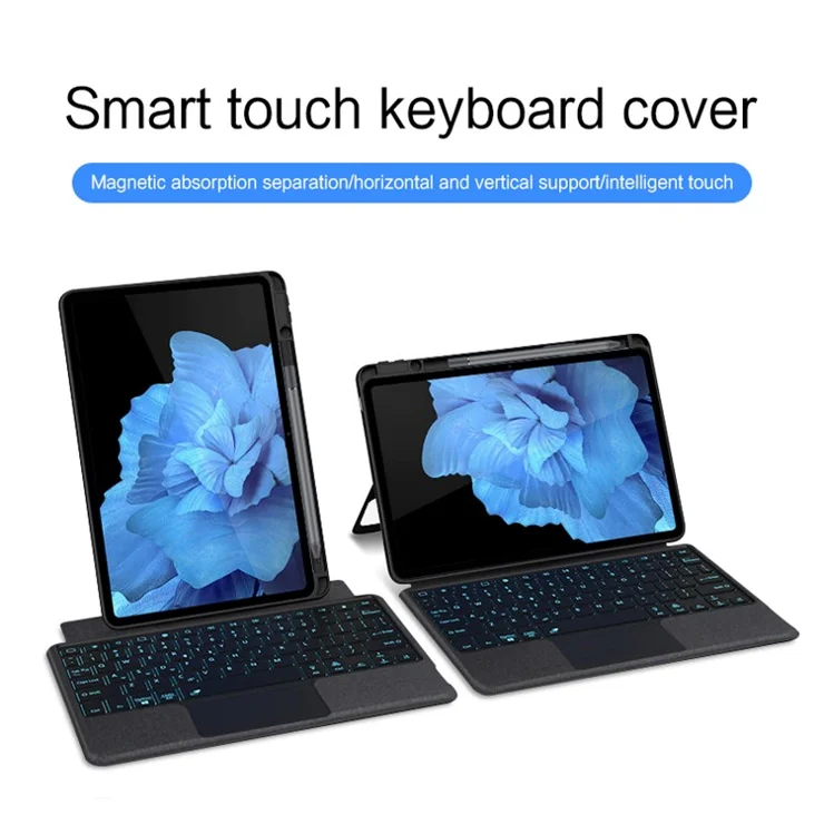 For vivo Pad Leather Case + Bluetooth-compatible Keyboard with Backlight Trackpad - Black