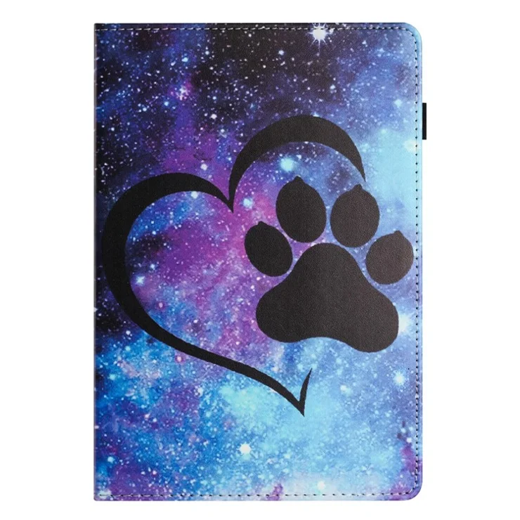 For Samsung Galaxy Tab A 10.1 (2016) T580 / T585 PU Leather Tablet Case Stand Shockproof Pattern Printing Cover - Love Footprint