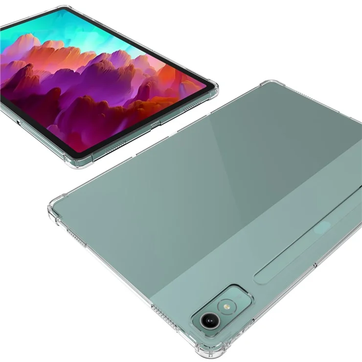 For Lenovo Tab P12 Flexible TPU Cell Phone Cover Transparent Reinforced Corners Back Case
