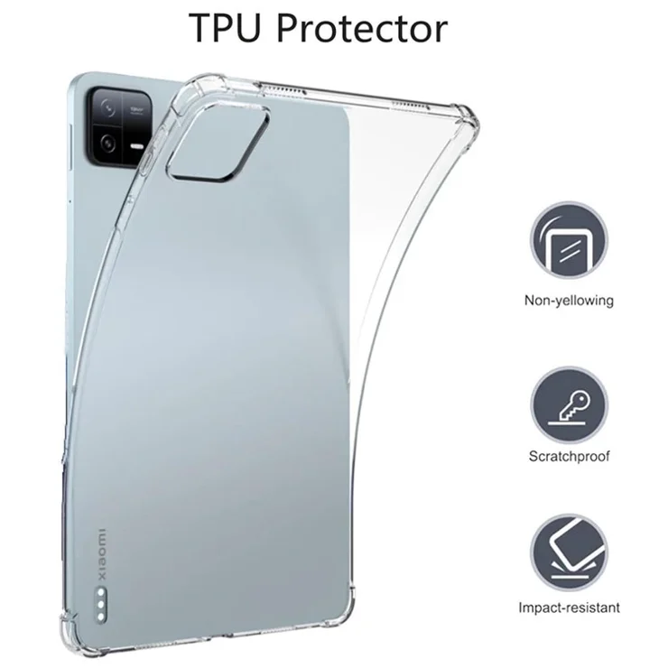 For Xiaomi Pad 6 Pro / Pad 6 Anti-drop Clear TPU Tablet Case + 2.5D Arc Edge Tempered Glass Screen Film