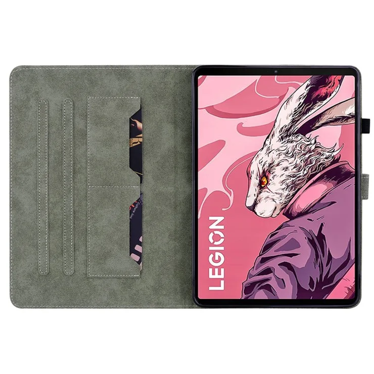 For Lenovo Legion Y700 (2023) / Tab Gen 2 Cover Imprinted Stand PU Leather Card Holder Tablet Case - Dark Blue