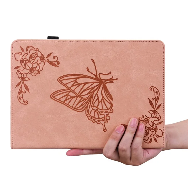 For Lenovo Tab M10 5G PU Leather Case Stand Card Holder Imprinted Tablet Cover - Pink