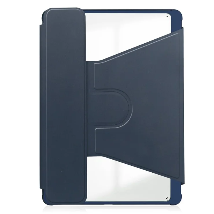 For Samsung Galaxy Tab A9+ Tablet Case 360-Degree Rotating Stand PU+Acrylic Cover (without Keyboard) - Dark Blue