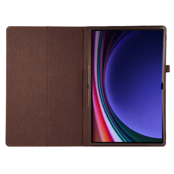 For Samsung Galaxy Tab S9 Ultra Case PU Leather Tablet Cover with Bi-fold Stand - Brown