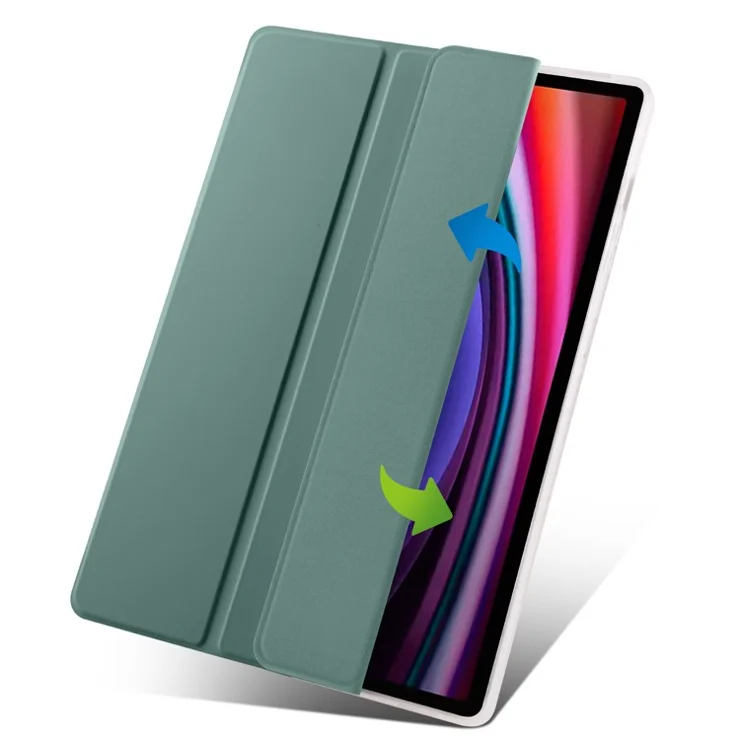 For Samsung Galaxy Tab S9+ Case Tri-Fold Stand Shockproof Tablet Cover with Pen Slot - Midnight Green