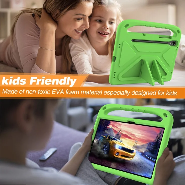 For Samsung Galaxy Tab S10 FE / S9 FE Case Kickstand EVA Tablet Cover with Hand Grip - Green