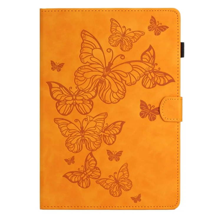 Imprinted Shell for Samsung Galaxy Tab A9 Case Card Slot PU Leather Stand Tablet Cover - Yellow