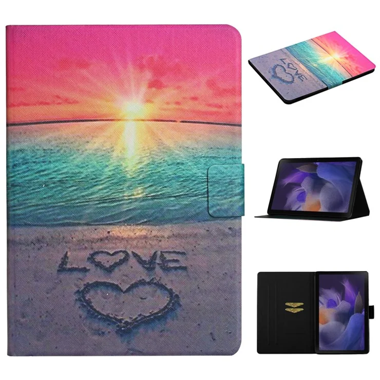 For Samsung Galaxy Tab A9 Case Pattern Printing Card Holder Tablet Leather Cover - Sunrise