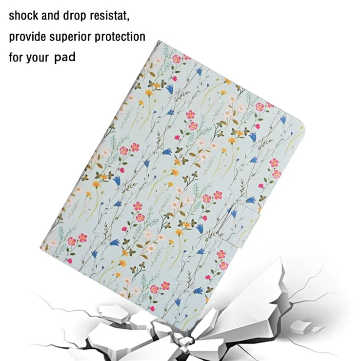 For Samsung Galaxy Tab A9 Case Pattern Printing Card Holder Tablet Leather Cover - Small Flowers
