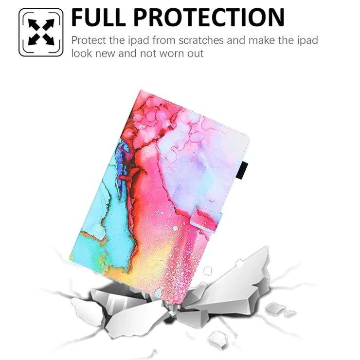 For Samsung Galaxy Tab A9+ X210 / 215 / X216B Folding Stand Cover Leather Pattern Smart Tablet Case - Colorful Painting