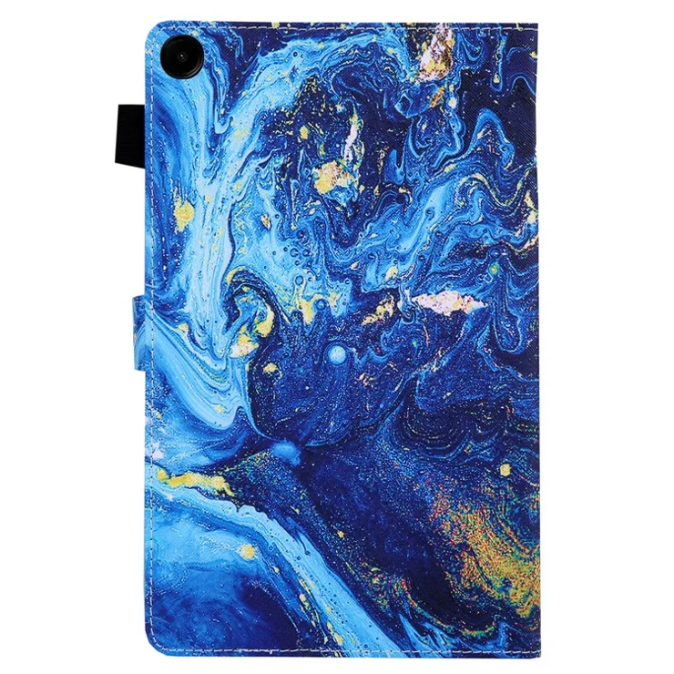 For Samsung Galaxy Tab A9 X110 / X115 Leather Case Auto Wake / Sleep Pattern Tablet Cover - Blue+Gold