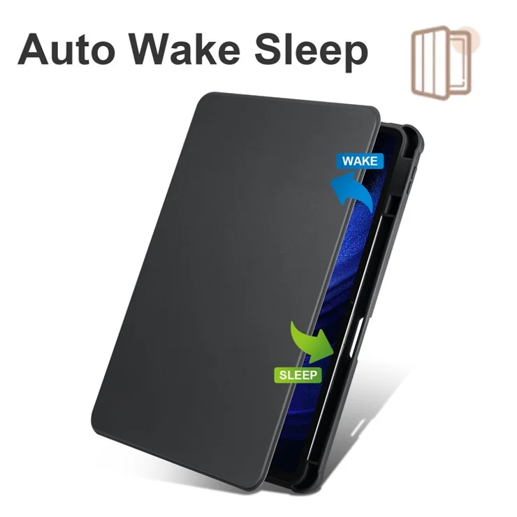For Xiaomi Pad 6 / Pad 6 Pro Case Leather+Acrylic Tablet Cover with Rotary Stand - Black
