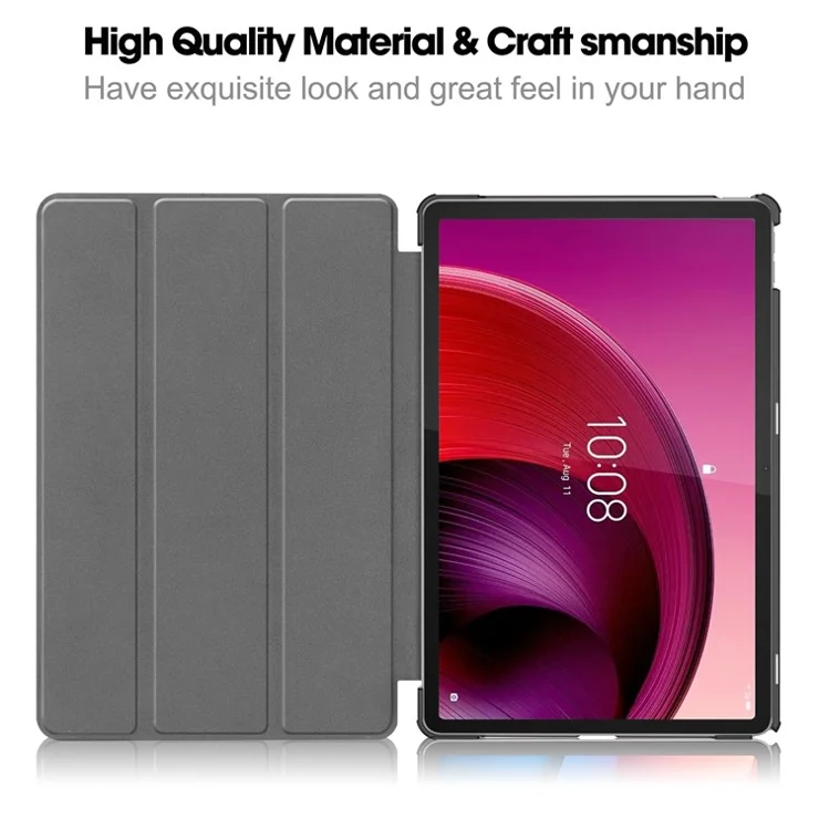 For Lenovo Tab M11 / Xiaoxin Pad 11 2024 Case Tri-Fold Stand PU Leather+PC Tablet Cover - Black