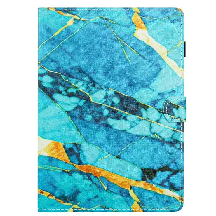 For Lenovo Tab M10 (Gen 3) Pattern Case Leather Auto Sleep / Wake Tablet Cover - Gold+Blue Marble