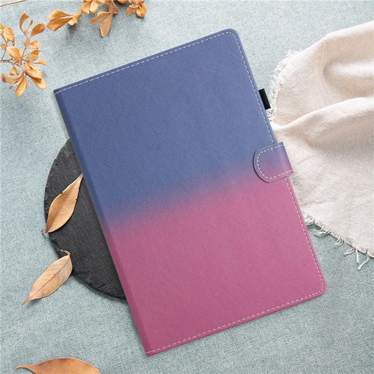 For Samsung Galaxy Tab A9 Leather Case Gradient Color Stand Tablet Cover with Card Slots - Blue / Rose