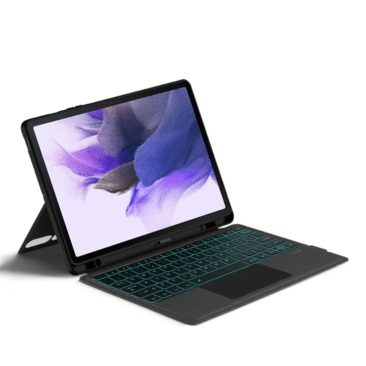 For Samsung Galaxy Tab S10+ / S9+ Leather Case + Bluetooth-Compatible Keyboard with Backlight Trackpad