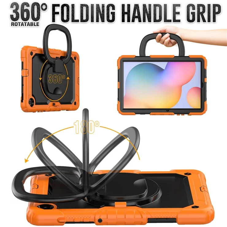 For Samsung Galaxy Tab S6 Lite (2024) / S6 Lite (2022) / S6 Lite (2020) P610 P615 P613 P619 Case Tablet Kickstand Cover with Shoulder Strap - Orange