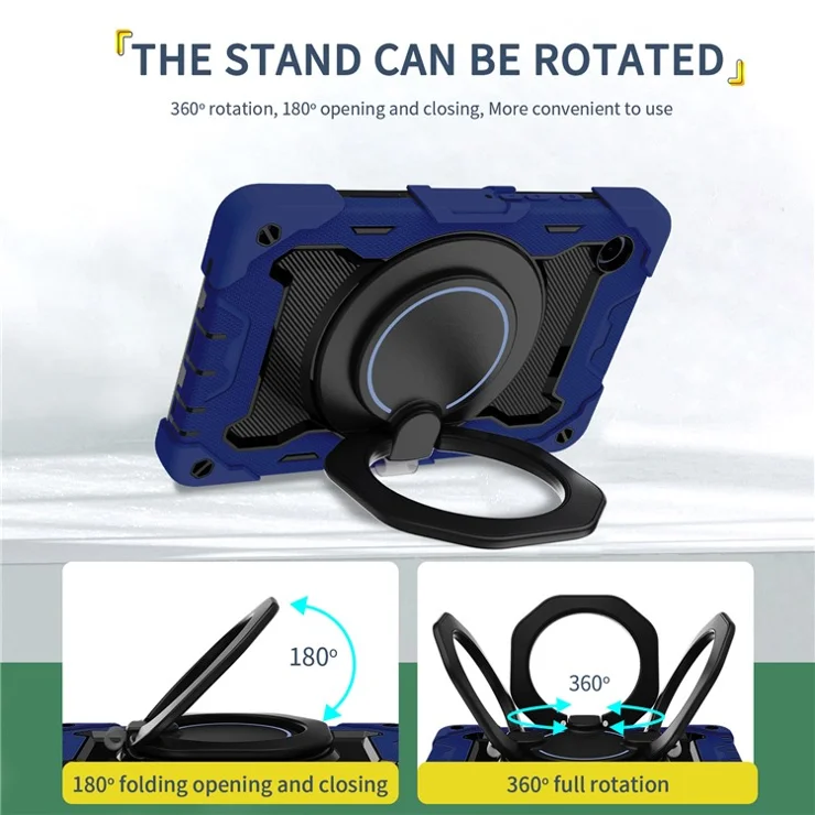 For Samsung Galaxy Tab A9 Tablet Case PC+Silicone Cover Kickstand - Navy Blue