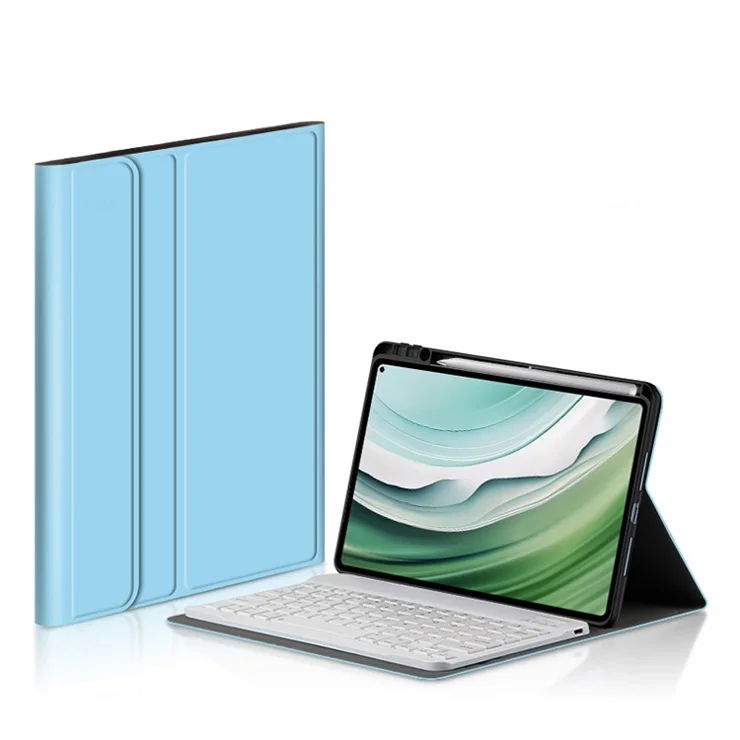 For Huawei MatePad Pro 11 (2024) Pen Slot Leather Tablet Case with Magnetic Detachable Keyboard - Blue