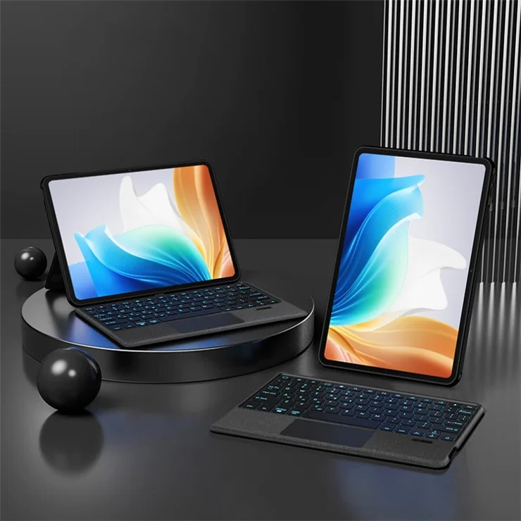 For Oppo Pad Air 2 Leather Case + Bluetooth-compatible Keyboard with Backlight Trackpad