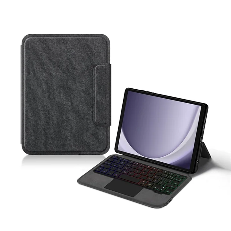 For Samsung Galaxy Tab A9 Leather Case + Touchpad Bluetooth-compatible Keyboard with Backlit