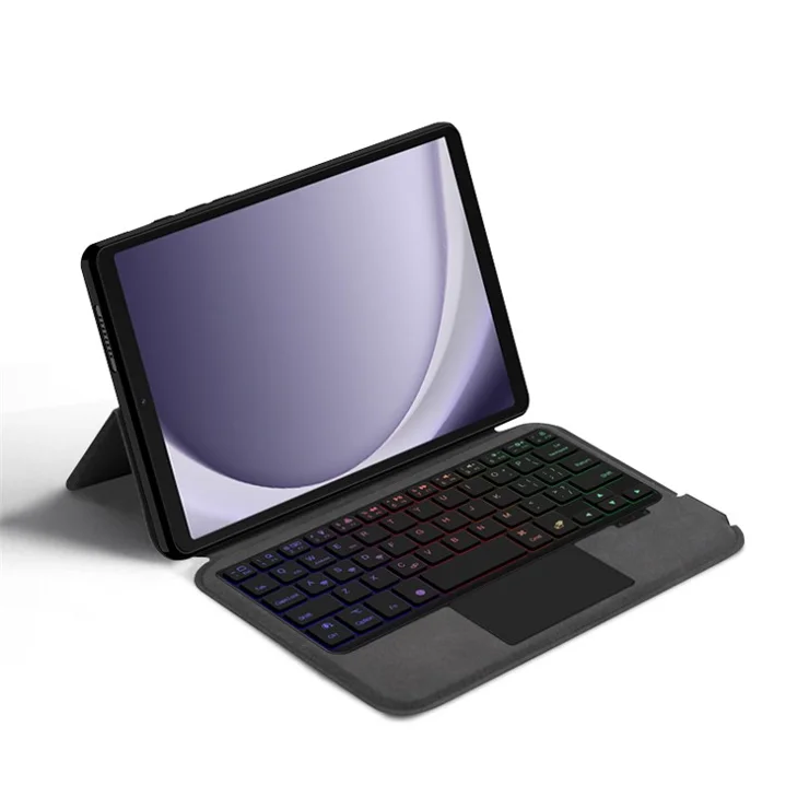 For Samsung Galaxy Tab A9 Leather Case + Touchpad Bluetooth-compatible Keyboard with Backlit