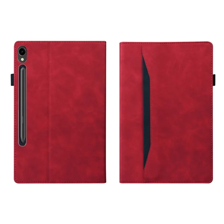For Samsung Galaxy Tab S9 FE+ Tablet Case Wallet Stand Business Leather Cover - Red
