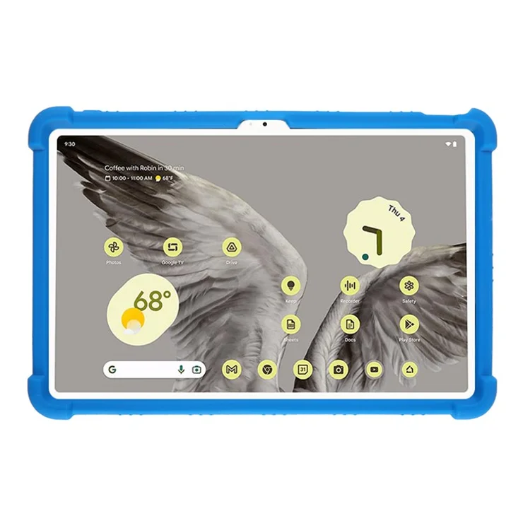 For Google Pixel Tablet Silicone Case Folding Kickstand Tablet Shockproof Cover - Dark Blue
