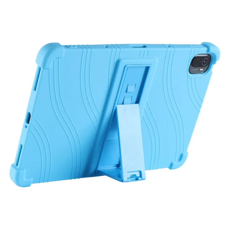 For Xiaomi Pad 5 Pro 11-inch Tablet Case Soft Silicone Cover with Folding Kickstand - Rose