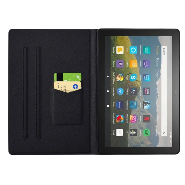 For Amazon Fire HD 8 (2020) / (2022) Case Pattern Printing Card Slots Leather E-Reader Cover - Golden Butterflies