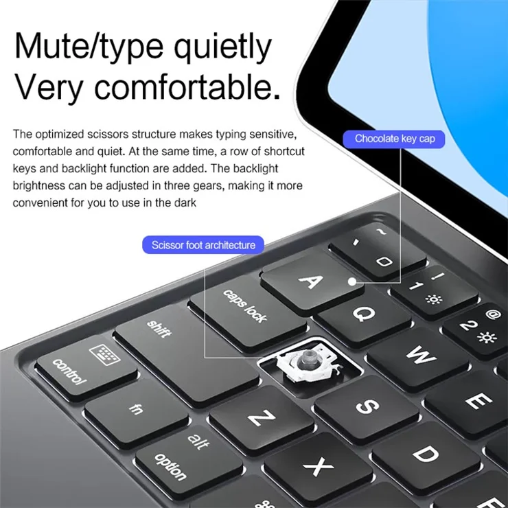 For iPad (2025) / 10.9 (2022) Magnetic Floating Bluetooth-Compatible Keyboard + Leather Tablet Case - White