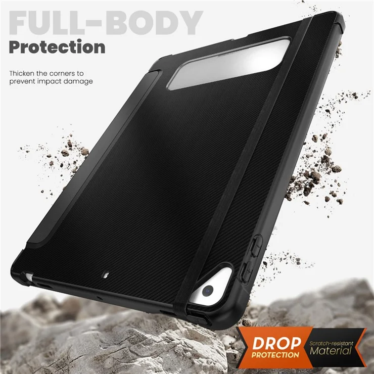 For iPad 10.2 (2021) / (2019) / (2020) / iPad Pro 10.5-inch (2017) / Air 10.5 inch (2019) Leather Case Tablet Cover with Auto Wake / Sleep - Black