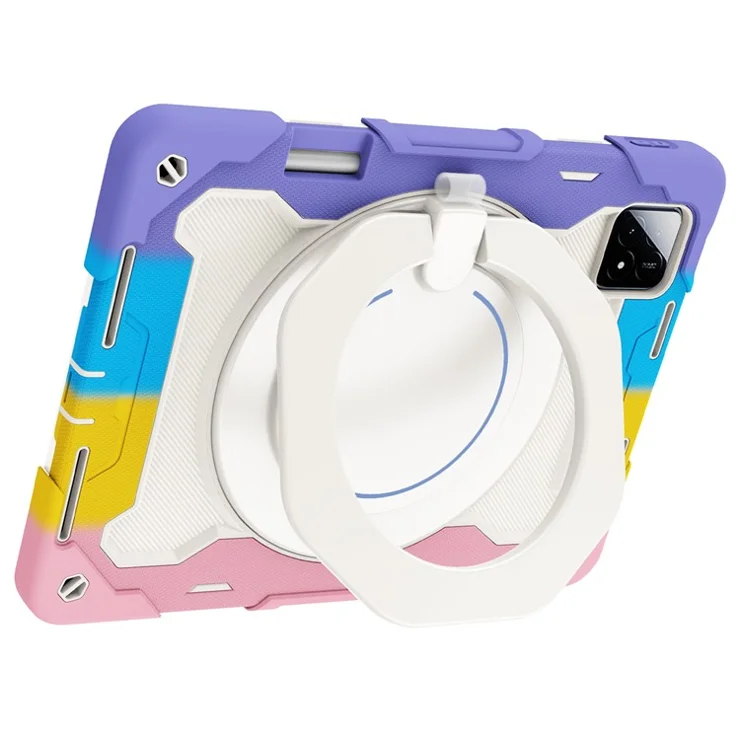 For Xiaomi Pad 6S Pro 12.4 Anti-drop Tablet Case PC+Silicone Cover with Kickstand - Colorful Pink