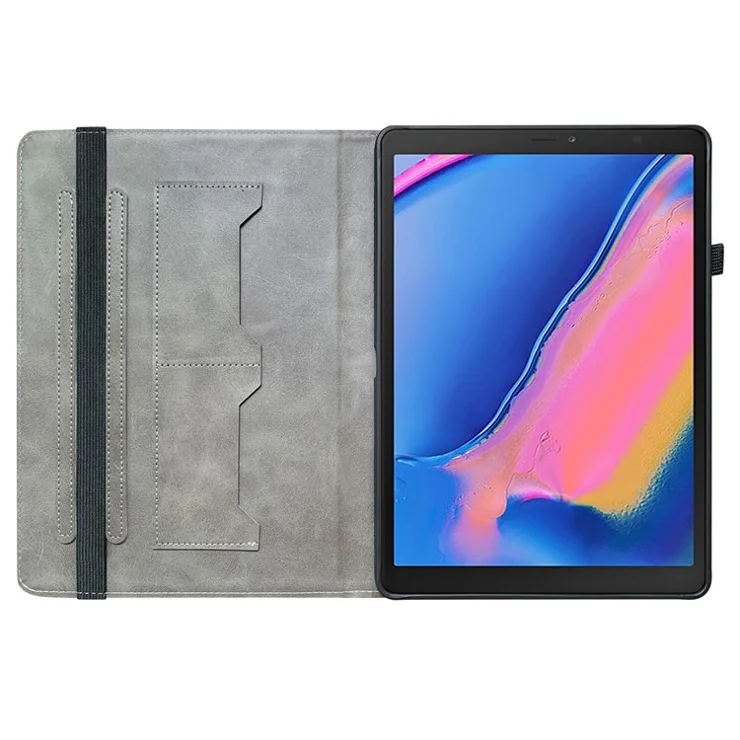 For Samsung Galaxy Tab A 8.0 (2019) SM-T290 (Wi-Fi) / SM-T295 (LTE) / SM-T297 Case Pattern Printing Tablet Shell Flip Card Holder - Gold Butterfly Rose