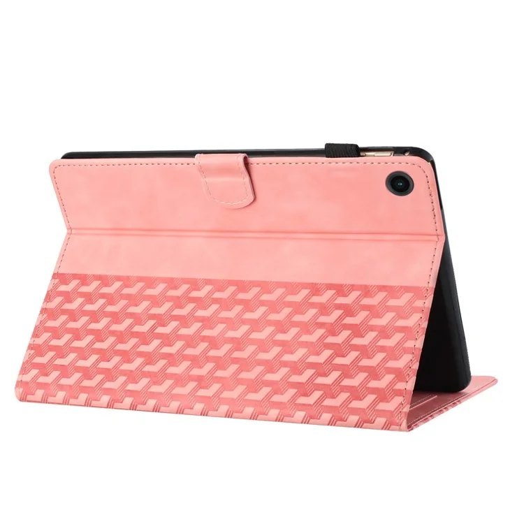 For Samsung Galaxy Tab A9 Tablet Case Imprinted PU Leather Drop-proof Folding Stand Cover - Pink