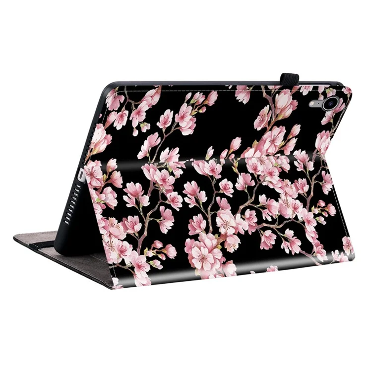 For iPad mini (2024) / mini (2021) Case Pattern PU Leather Stand Folio Tablet Cover with Card Holder - Plum Blossom