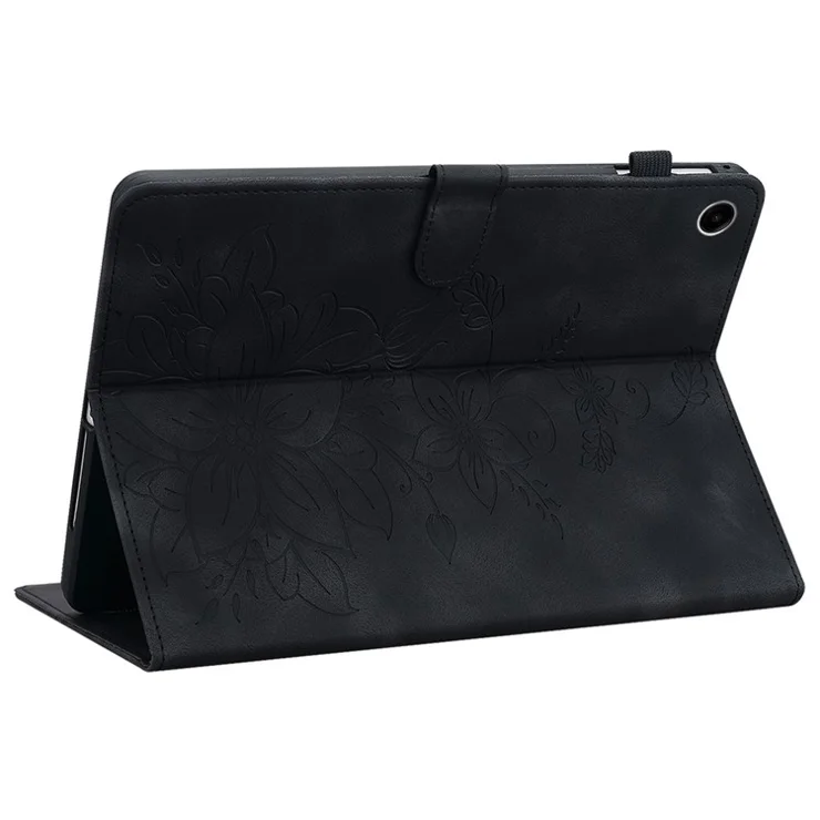 For Samsung Galaxy Tab A9+ Case with Card Slots Anti-Drop Imprint PU Leather Tablet Cases - Black