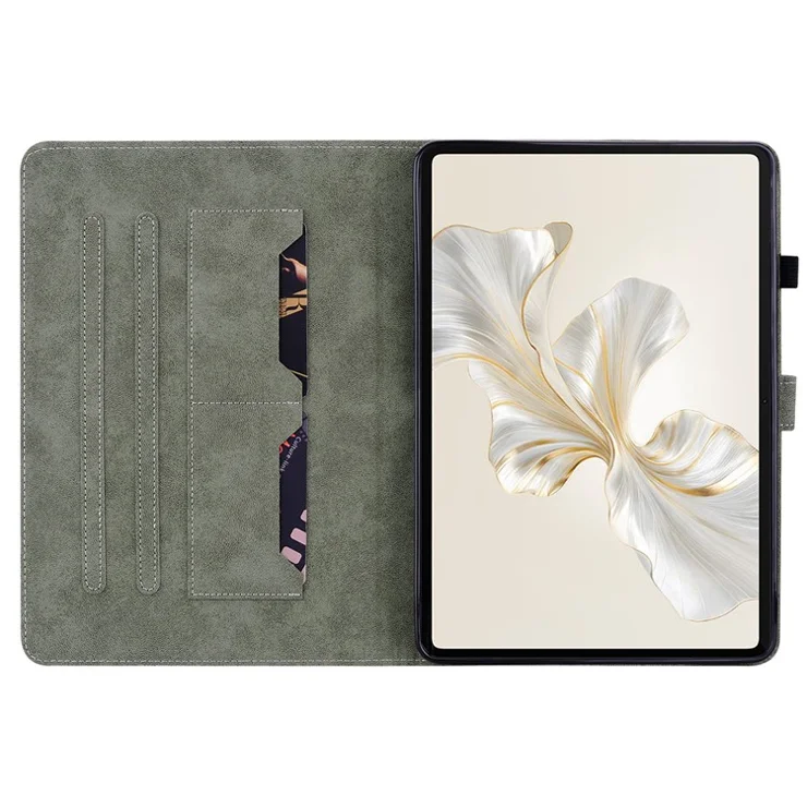 For Honor Pad 9 Case Tiger Pattern PU Leather Anti-Slip Protective Tablet Cover - Grey
