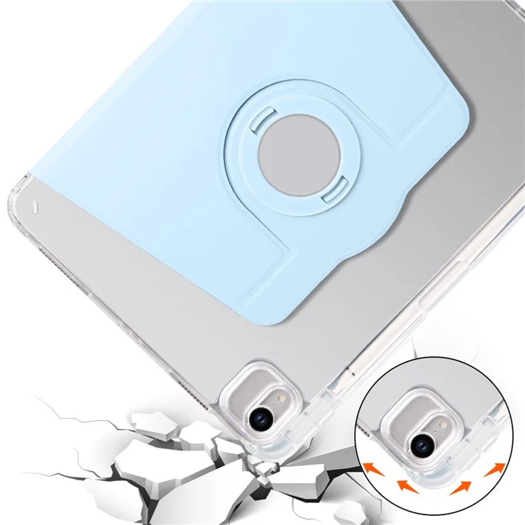 For iPad Air 13 (2025) / (2024) Case Rotary Stand PU Leather Detachable Clear TPU Tablet Cover - Baby Blue