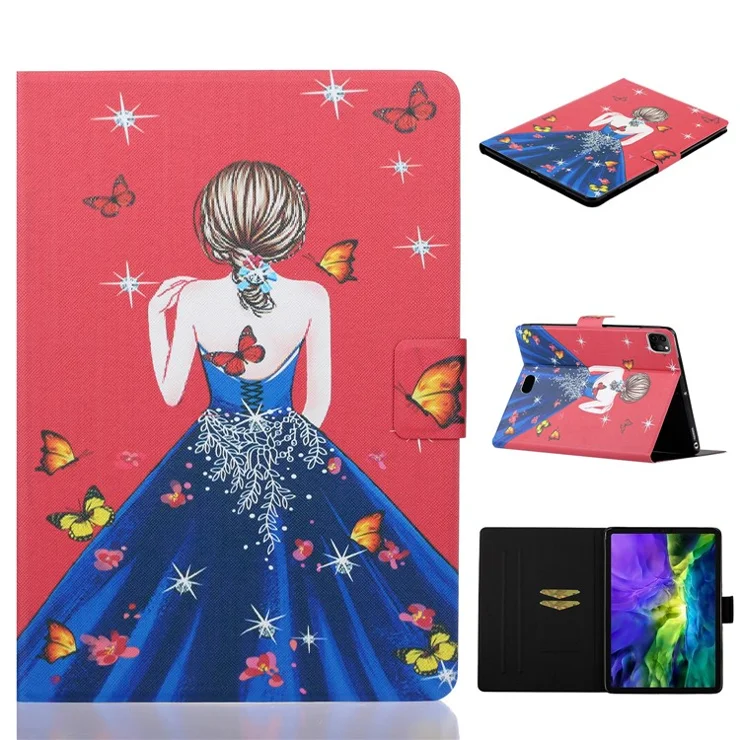 For iPad Pro 11 (2024) Case Pattern Leather Tablet Cover with Card Holder - Girl
