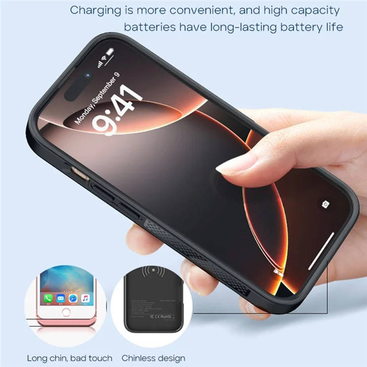 N2006 For iPhone 16 Pro Max Portable Charger Case 8000mAh Power Bank External Battery (CE / ROHS Certified)