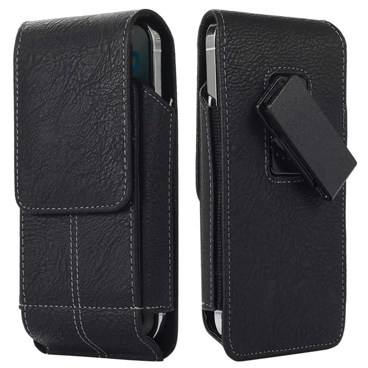 AH-8 5.5-6.7inch Cell Phone Holster Card Holder PU Leather Waist Bag with Rotating Back Clip