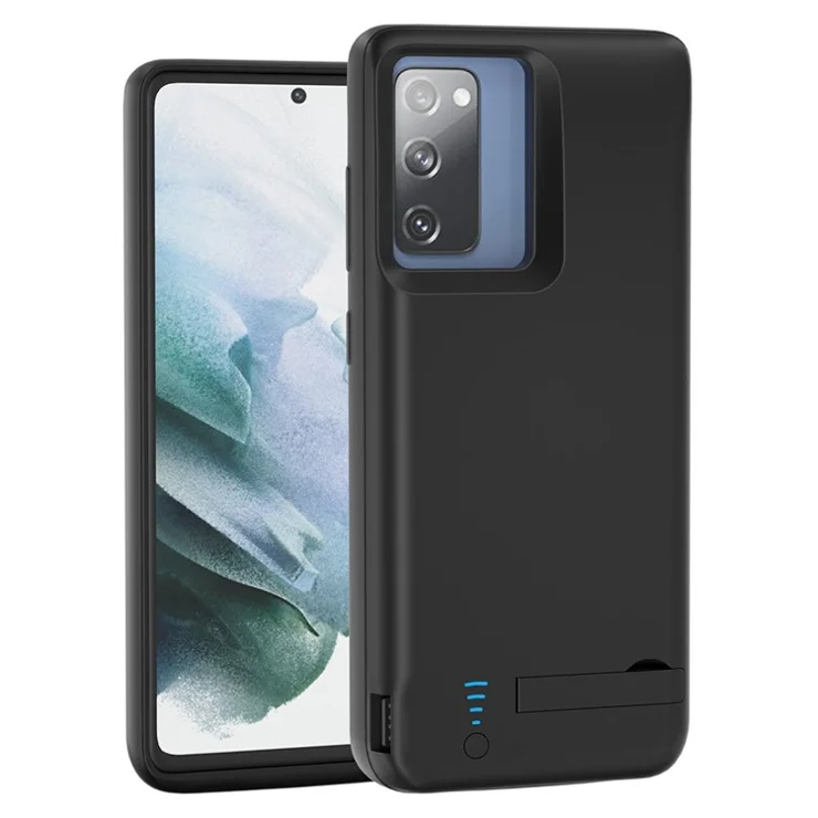 E96 For Samsung Galaxy S20 FE 4G / 5G 5000mAh Rechargeable Extended Battery Kickstand Design Soft TPU Edge Mobile Phone Charging Back Case