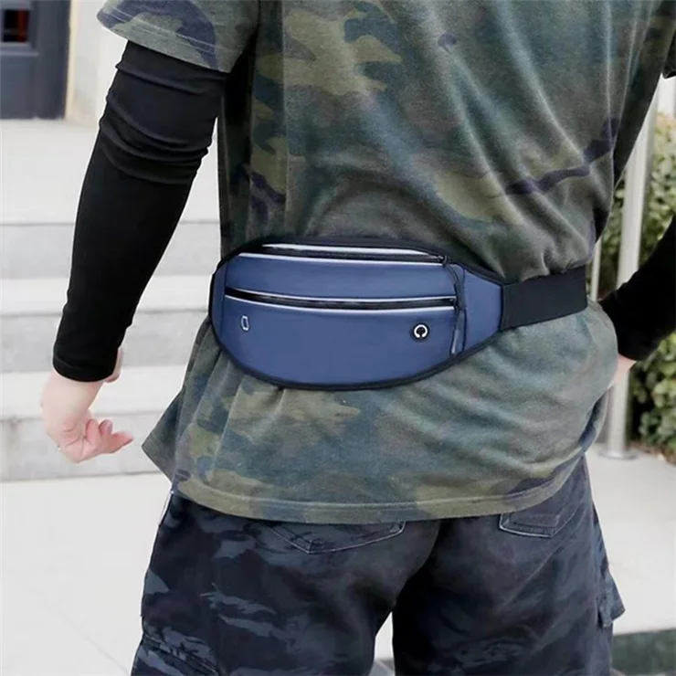 Dual Pocket Zipper Running Waist Bag Waterproof Sport Fanny Pack Phone Keys Storage Pouch - Sapphire