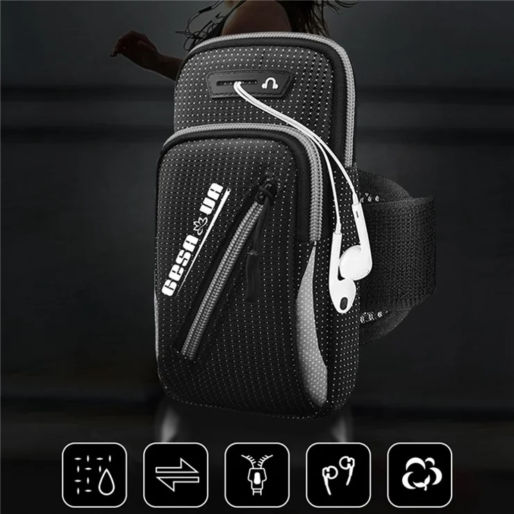 Sports Running Breathable Arm Bag Fitness Phone Storage Pouch Crossbody Bag for Phone within 7.2-inch - Grey