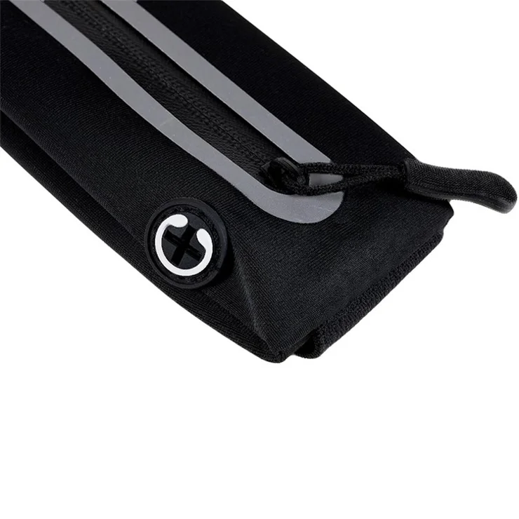 Dual Pockets Running Hidden Waist Bag Reflective Waterproof Sport Fanny Pack 7-inch Phone Storage Pouch - Black