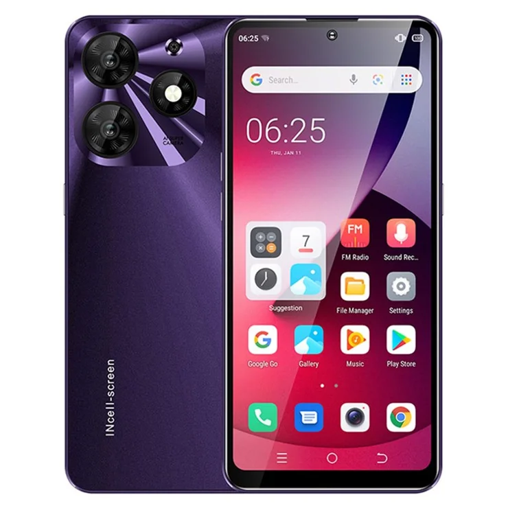 UNIWA K652 6.53-inch Smartphone 3GB+64GB MT6737 Android 9.1 4G Cellphone - Purple / AU Plug