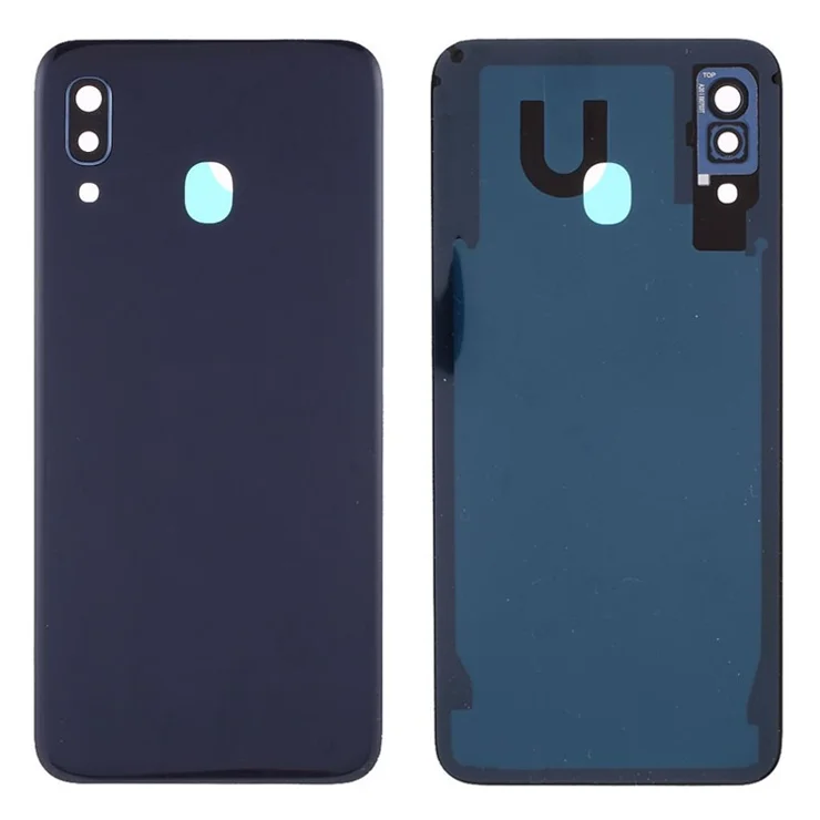 Back Battery Housing Cover with Camera Ring Lens Cover Part (without Logo) for Samsung Galaxy A20 - Blue